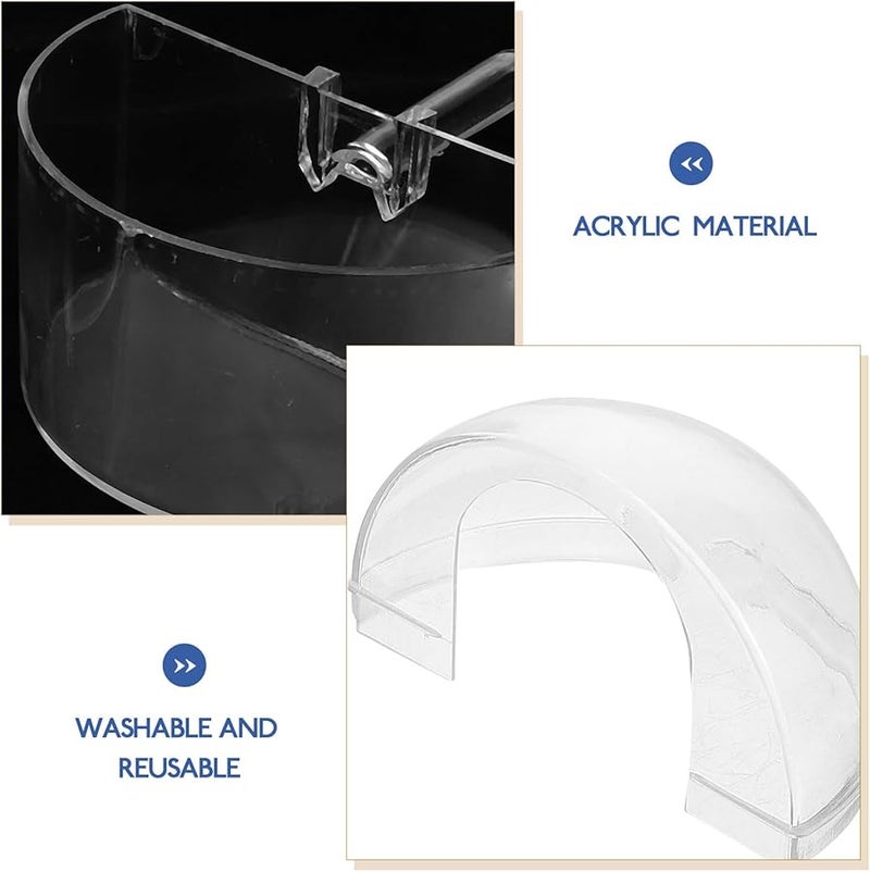 وعاء تغذية قفص الطيور الأكريليك بتصميم مشبك مقاوم للتناثر مجموعة حاويات طعام الببغاء 2 قطعة - Image 4